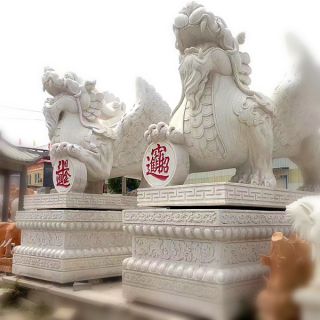 酒店漢白玉貔貅神獸石雕有什么寓意?