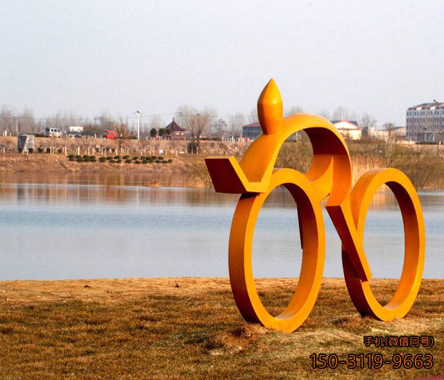 騎行人物雕塑_公園抽象體育人物