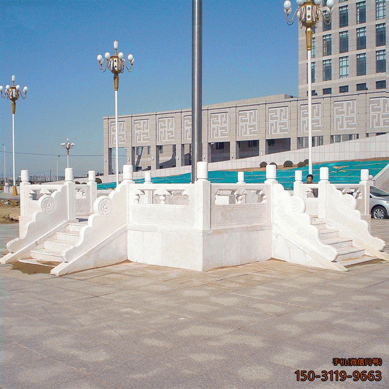 漢白玉石雕國旗臺_大理石學(xué)校戶外政府機關(guān)旗臺雕塑