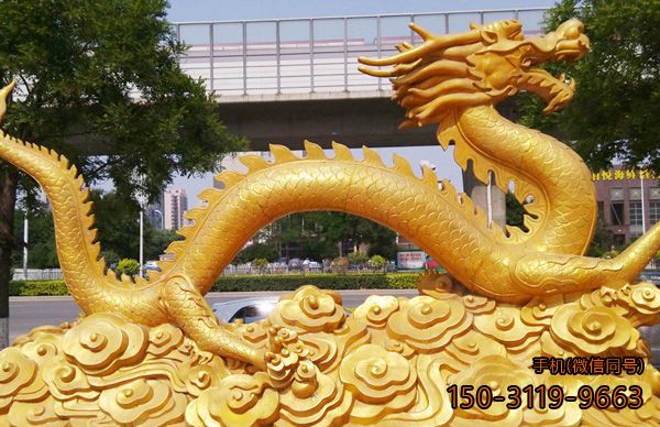 鎏金銅雕龍景觀雕塑