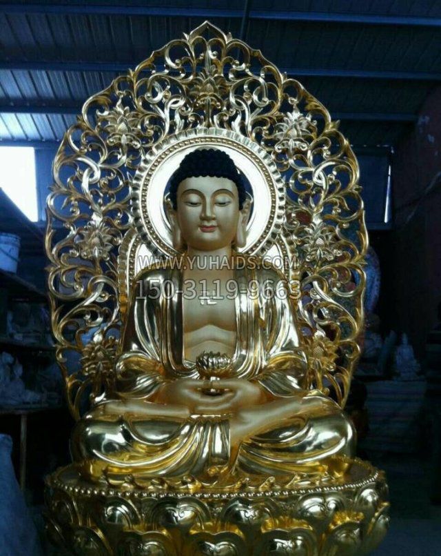 鑄銅貼金三寶佛 鑄銅貼金三寶佛