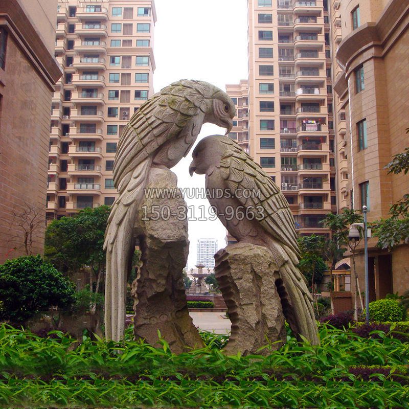 大型石雕鸚鵡景觀雕塑-小區吉祥動物雕塑 大型石雕鸚鵡景觀雕塑-小區吉祥動物雕塑