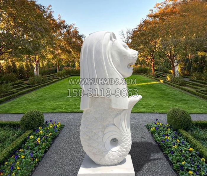 漢白玉魚尾獅公園景觀石雕 漢白玉魚尾獅公園景觀石雕
