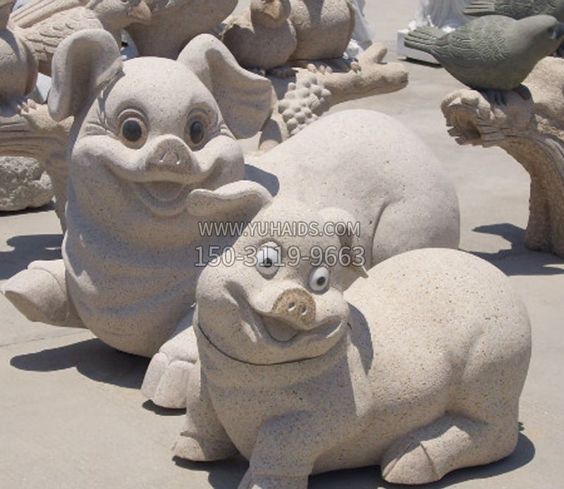 雕塑雕塑 卡通小豬石雕公園動(dòng)物<a href=