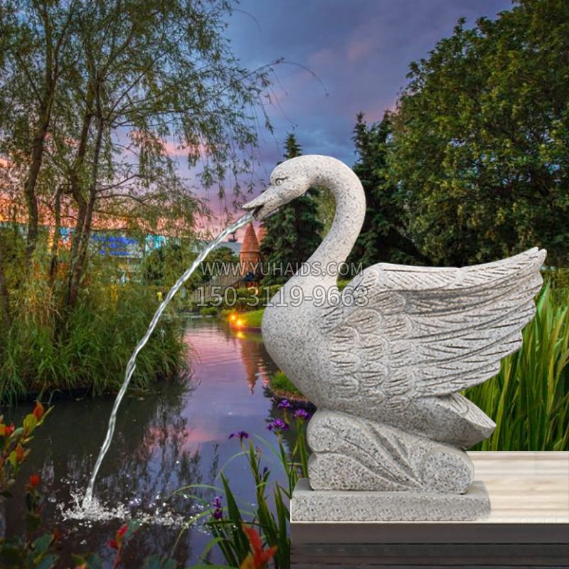石雕吐水天鵝-戶外公園大理石流水動物擺件 石雕吐水天鵝-戶外公園大理石流水動物擺件