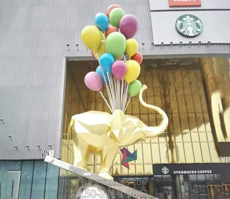 戶外街道創意景觀氣球吊著的大象雕塑 戶外街道創意景觀氣球吊著的大象雕塑