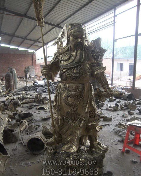 銅雕景區(qū)寺廟佛像景觀(guān)九龍拿刀招財(cái)武財(cái)神雕塑