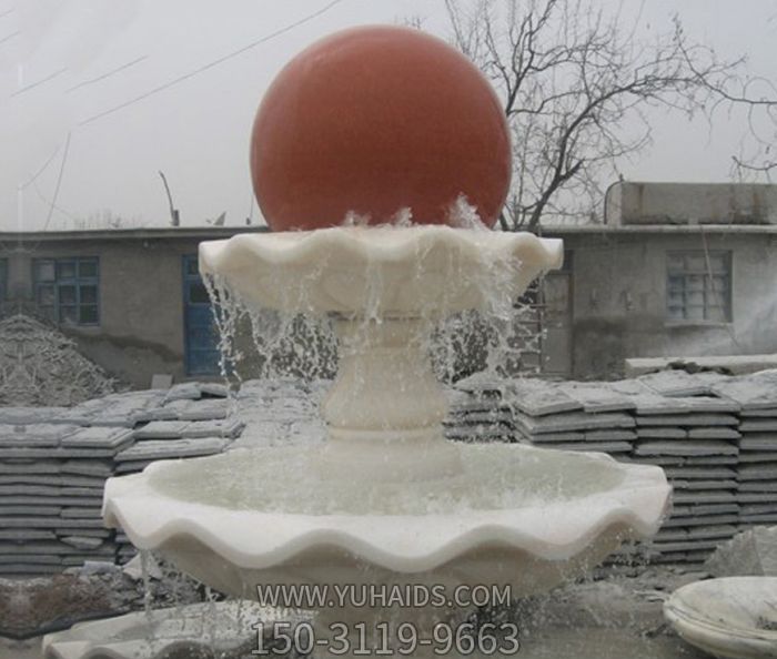 公園景觀漢白玉風水球噴泉石雕 公園景觀漢白玉風水球噴泉石雕