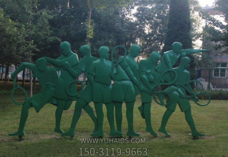 不銹鋼打羽毛球人物雕塑