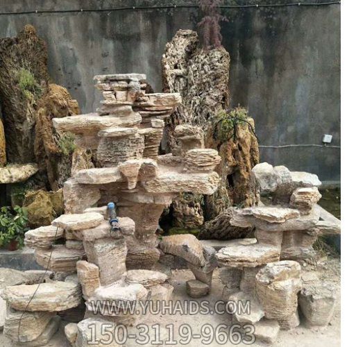 千層石假山造景庭院魚池?cái)[件雕塑