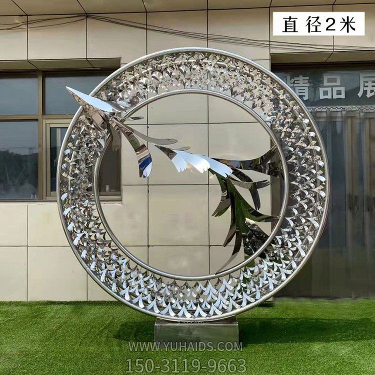 不銹鋼鏤空戶外園林景觀圓環雕塑