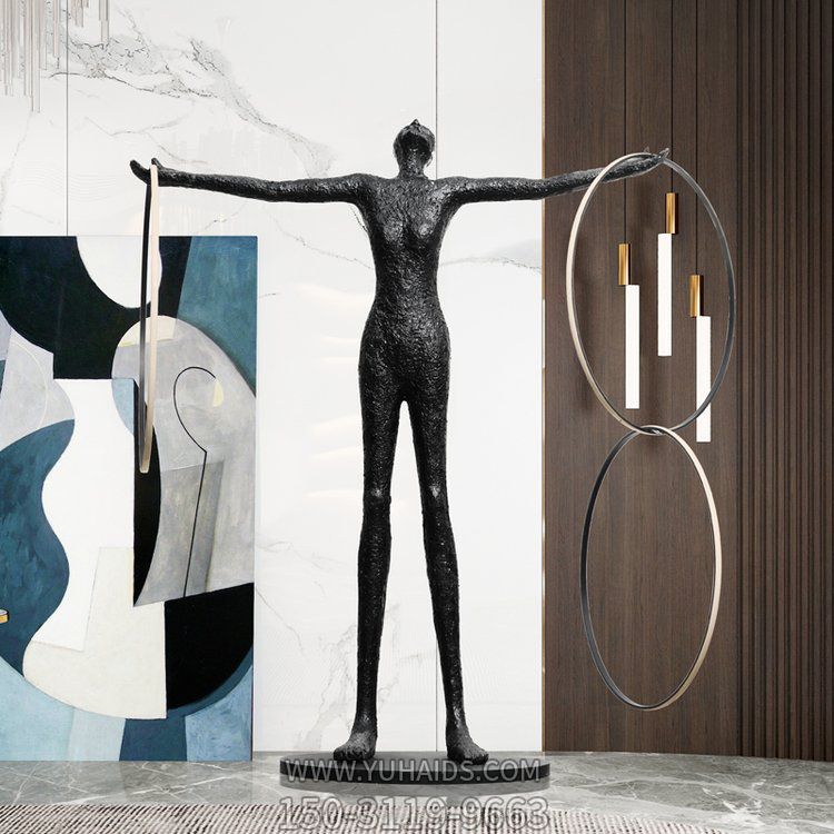 商場室內玻璃鋼仿銅抽象人物擺件雕塑