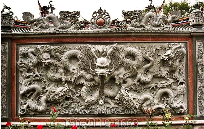 景點(diǎn)裝飾浮雕九龍壁畫雕塑