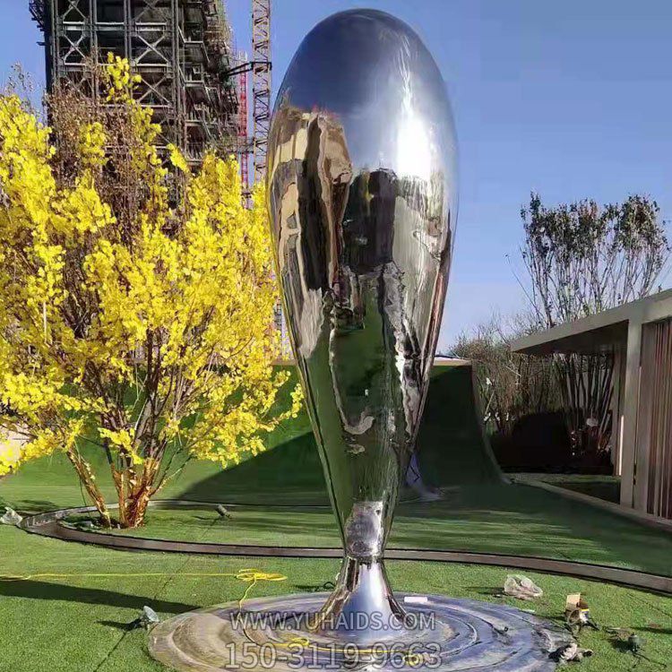 不銹鋼鏡面大水滴，漣漪，景觀擺件雕塑