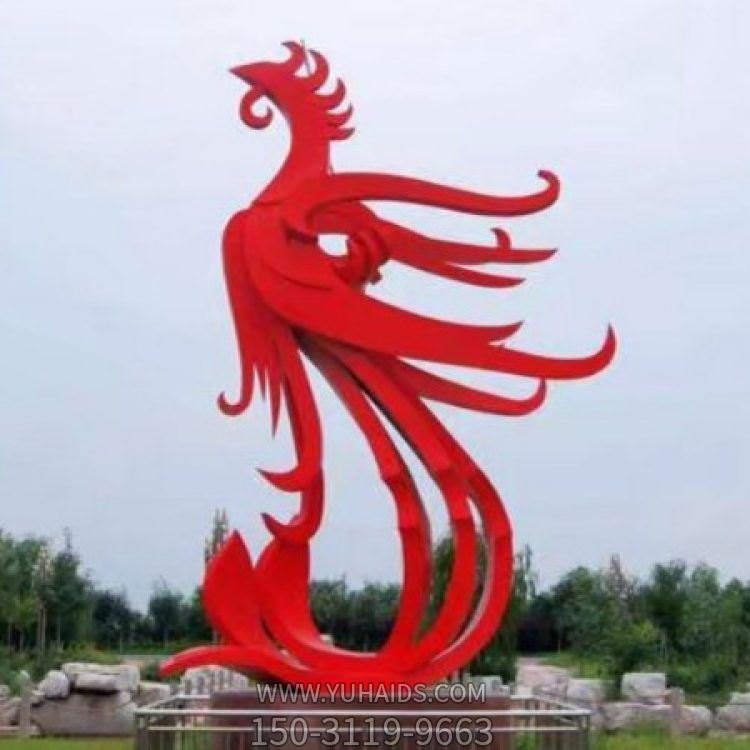 戶外廣場不銹鋼抽象園林景觀鳳凰擺件雕塑
