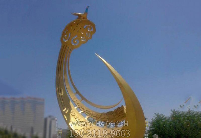 戶(hù)外廣場(chǎng)不銹鋼放飛的鳳凰雕塑