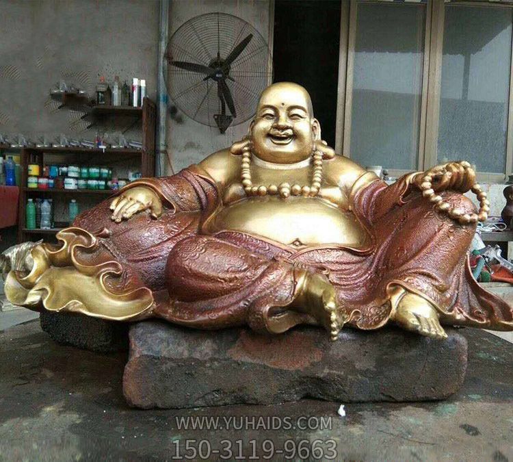 不銹鋼大型仿真人物景觀坐著的彌勒佛雕塑