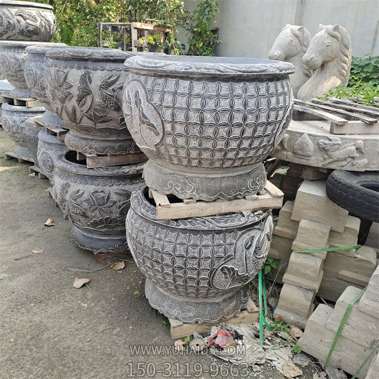 花盆、水缸、魚缸石雕擺件雕塑
