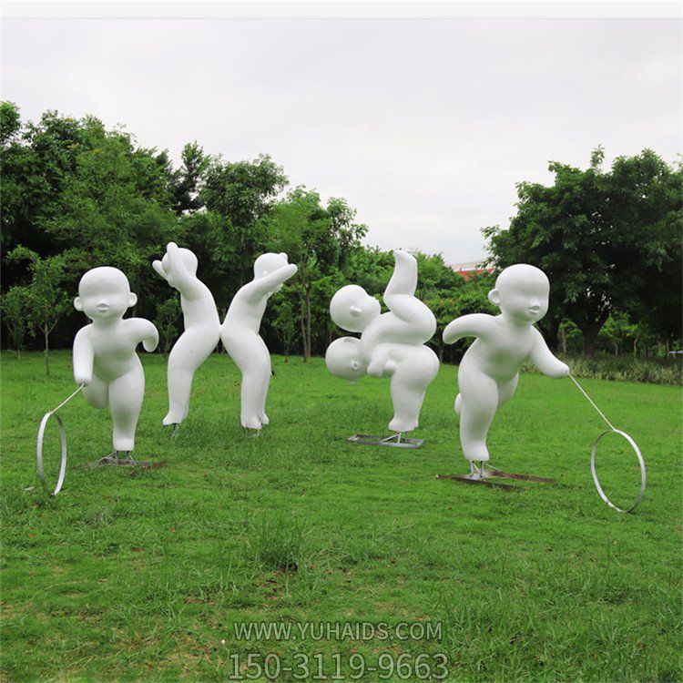 戶外人物玻璃鋼抽象小孩，公園學(xué)校廣場(chǎng)裝飾雕塑