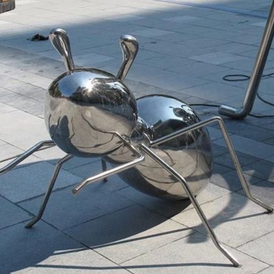 鏡面不銹鋼戶外園林景觀抽象螞蟻雕塑擺件