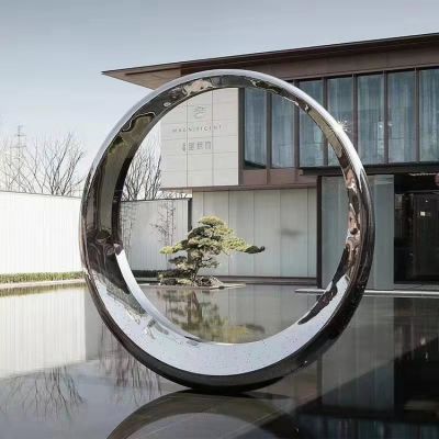 不銹鋼鏡面幾何戶外廣場(chǎng)會(huì)所圓環(huán)雕塑