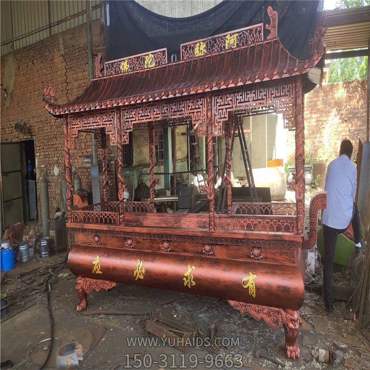 有求必應銅雕香爐，寺廟焚香爐雕塑