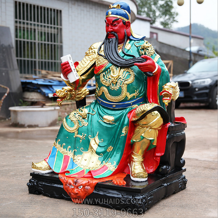 玻璃鋼彩繪寺廟宗教神佛關(guān)公、關(guān)羽雕塑