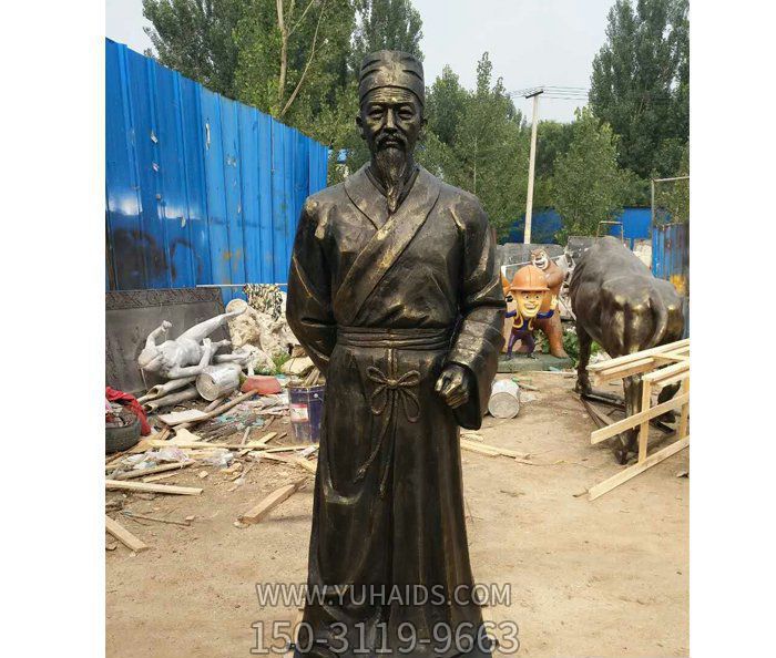 廣場(chǎng)玻璃鋼仿銅彩繪蜀漢開國皇帝劉備人物雕塑