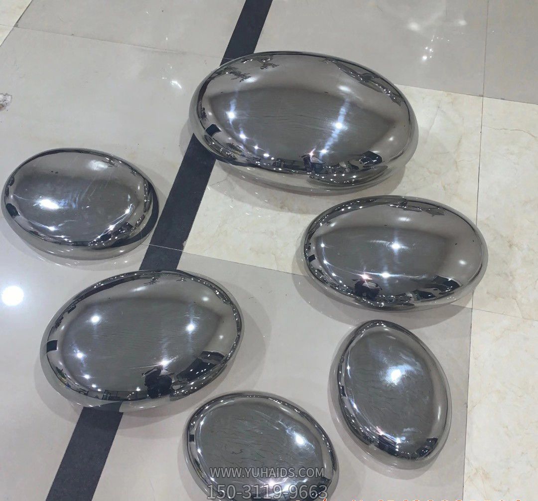 室內(nèi)戶外不銹鋼水滴抽象鵝卵石擺件雕塑