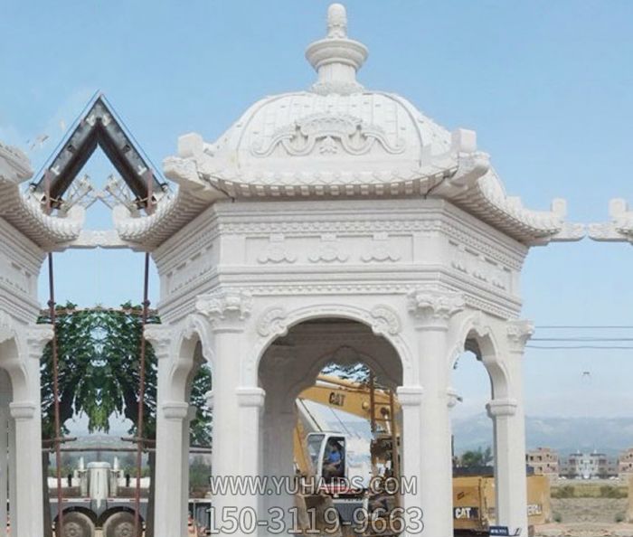 海邊景區(qū)漢白玉圓形浮雕花紋歐式?jīng)鐾[件雕塑