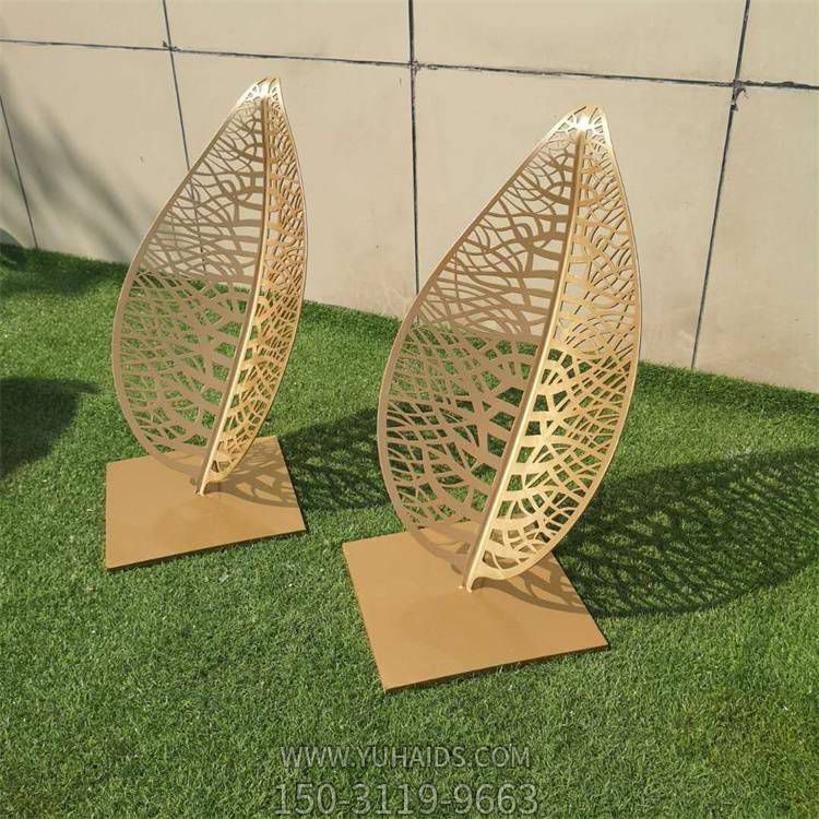 不銹鋼金屬葉子雕塑  鏤空立體樹(shù)葉售樓部園林水景擺件