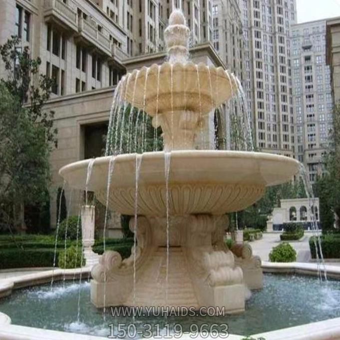 晚霞紅石雕歐式噴泉景觀別墅小區雕塑