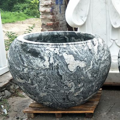 大理石花紋創意庭院養魚缸雕塑