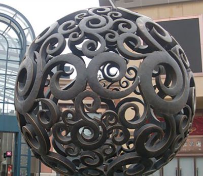 花園創意抽象不銹鋼鏤空球雕塑