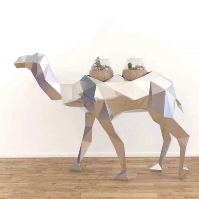 不銹鋼幾何戶外大型抽象動(dòng)物景觀駱駝