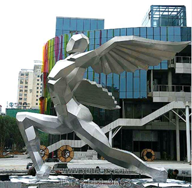 不銹鋼幾何戶外園林大型抽象創意人物雕塑