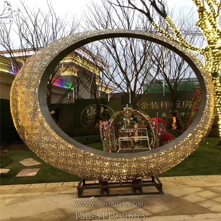 不銹鋼鏤空金屬戶(hù)外大型圓環(huán)擺件雕塑