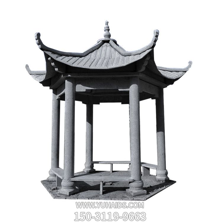 簡易芝麻灰大理石休息涼亭座椅雕塑