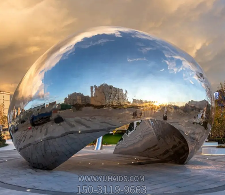 不銹鋼鏡面異形體創意景觀擺件,球面異形物雕塑