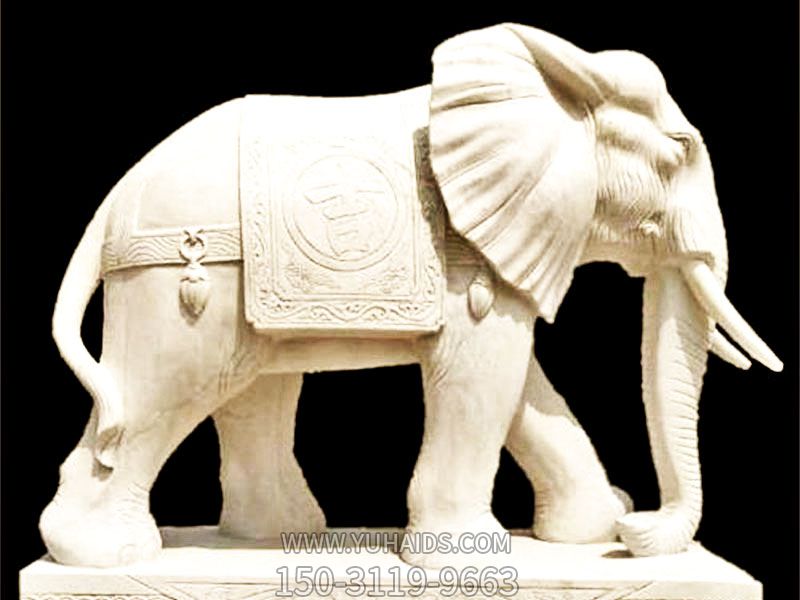 寺廟小區石雕吉祥大象雕塑