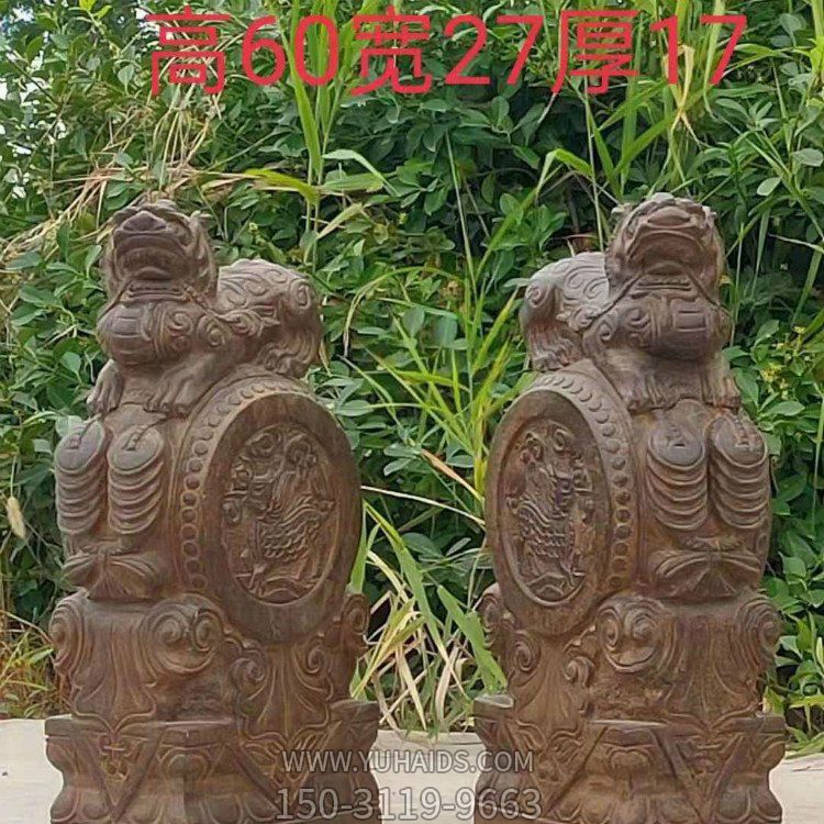 60cm高招財(cái)貔貅抱鼓石門(mén)墩雕塑