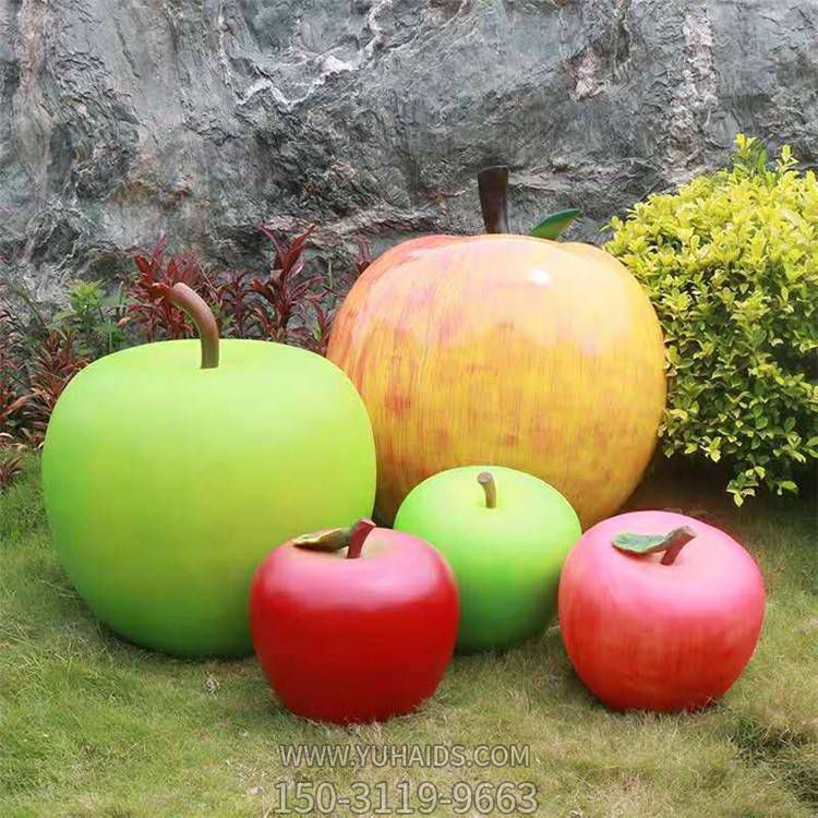 玻璃鋼蘋果雕塑 仿真卡通蘋果造型雕塑
