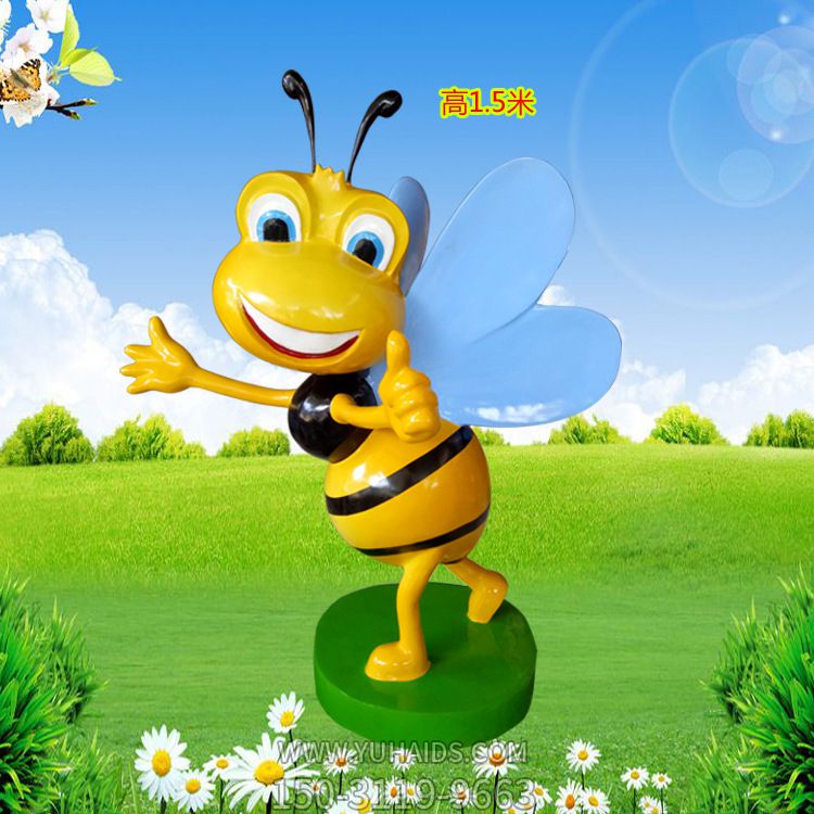 商場學(xué)校廣場彩繪比棒玻璃鋼蜜蜂雕塑