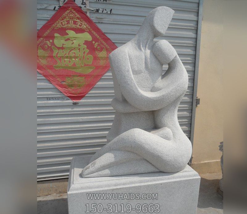 公園大理石石雕抽象人物情侶雕塑
