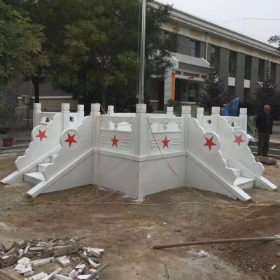 石雕旗臺圍欄 漢白玉旗臺護(hù)欄雕塑