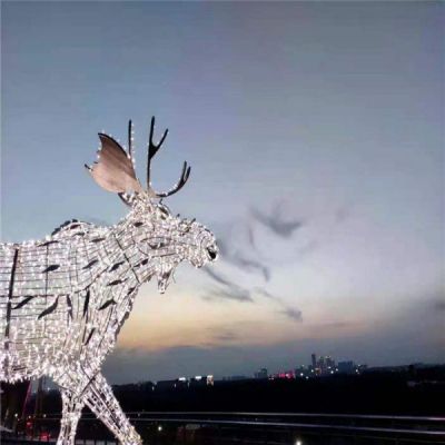 戶(hù)外抽象創(chuàng)意不銹鋼金屬拉絲動(dòng)物雕塑