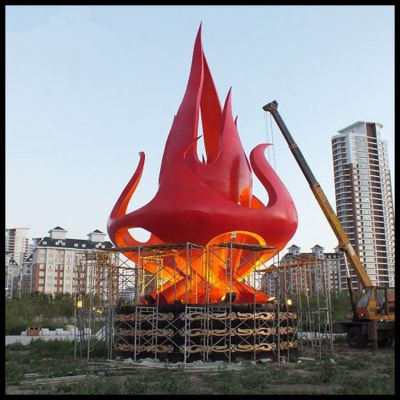 廣場戶外大型不銹鋼火苗雕塑
