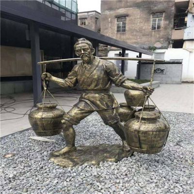 步行街商業(yè)街銅雕挑擔(dān)子的人物景觀