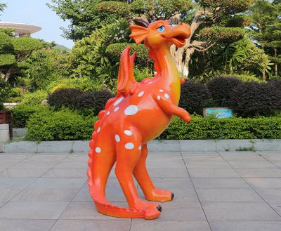 玻璃鋼卡通恐龍，兩腳直立的恐龍雕塑擺件