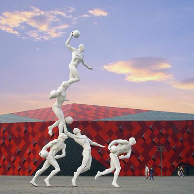 戶(hù)外廣場(chǎng)玻璃鋼抽象運(yùn)動(dòng)打球的人物景觀